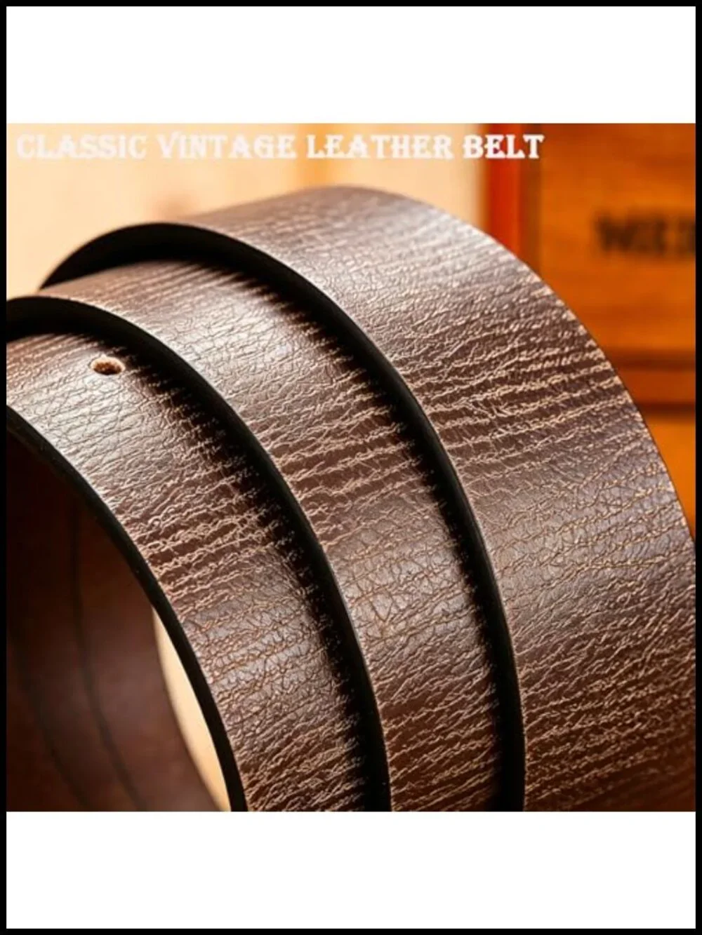 Genuine Leather Western Belt with Bronze Eagle Buckle for Men